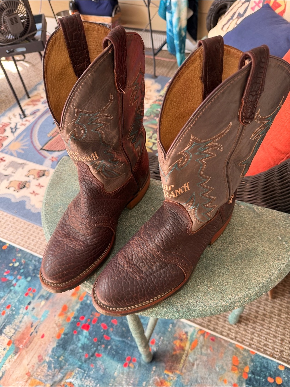 Double H Dark Brown Leather Western Boots with Black Soles